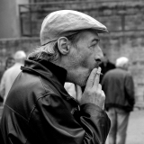 Chabonat Alain, Le fumeur, monochrome, portrait