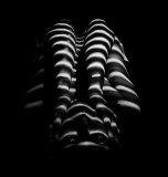 MEICLER Philippe, visage rayé, monochrome, portrait